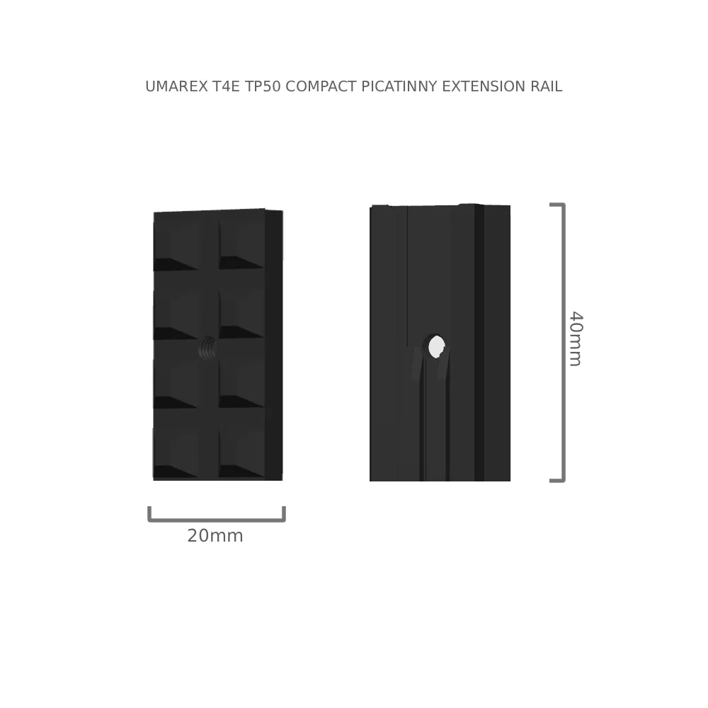 Umarex T4E TP50 Compact 40mm Picatinny extension rail close-up