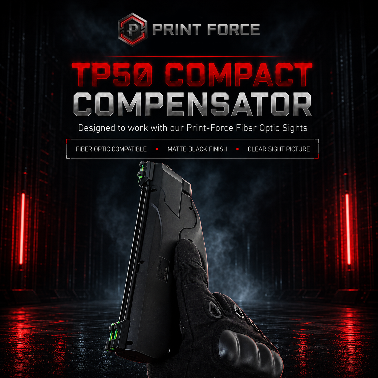 Umarex T4E HDP50 / TP50 Compact compensator en fiber optic sight set